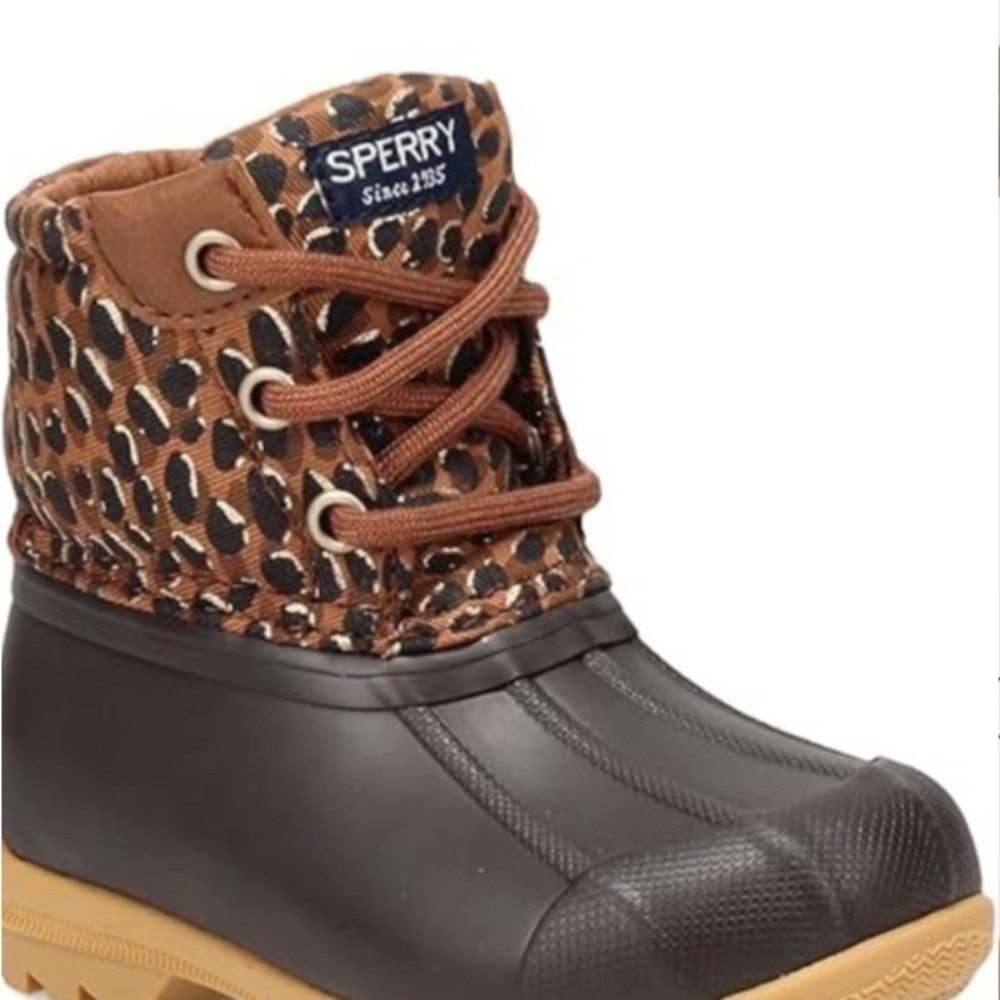 Sperry Kids Girl’s Size 7 Shoe Port Alpine Ankle Boots Animal Print
